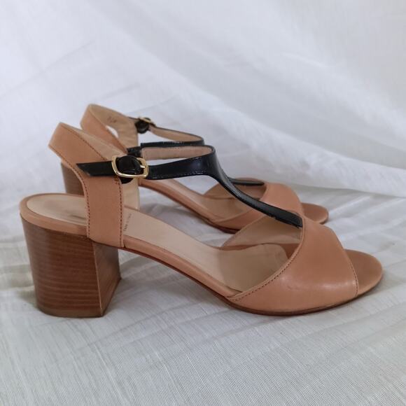 RANGONI Amalfi Italy Leather Sandals 8.5 Open Toe T-Strap Shoes Brown Black - Picture 7 of 7